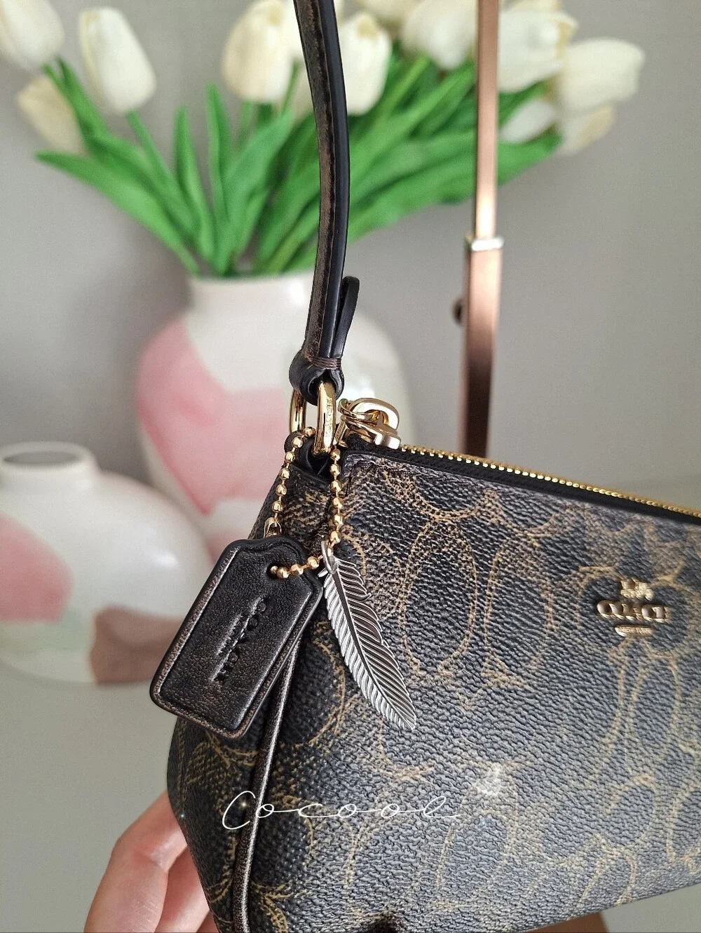 NWT Coach Nolita 19 In Loved Signature Canvas With Charms CDW32 Gold/Brown